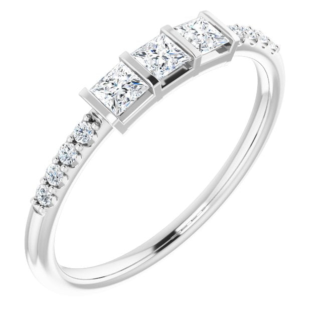 0.38 ct. Princess & Round Cut Diamond Delicate Wedding Band-VIRABYANI