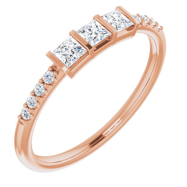 0.38 ct. Princess & Round Cut Diamond Delicate Wedding Band-VIRABYANI