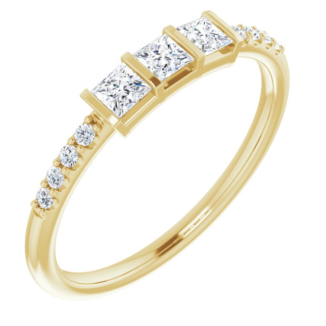 0.38 ct. Princess & Round Cut Diamond Delicate Wedding Band-VIRABYANI