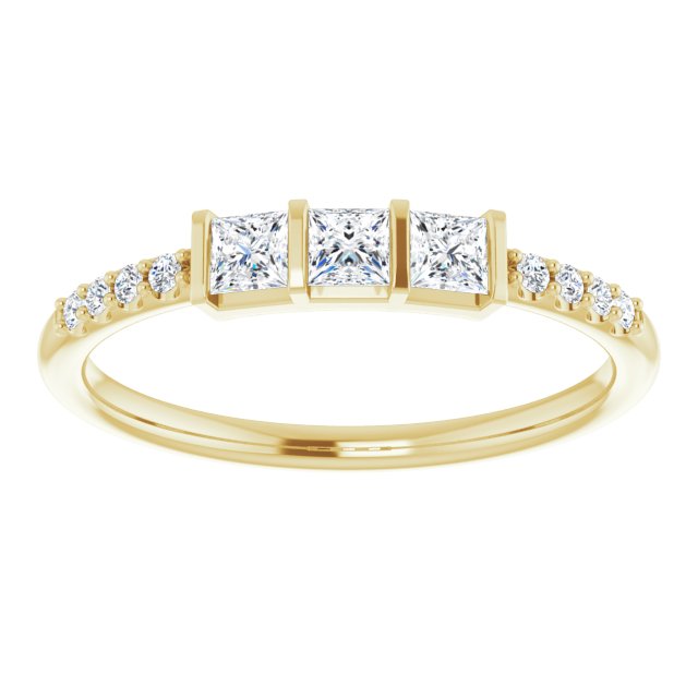 0.38 ct. Princess & Round Cut Diamond Delicate Wedding Band-VIRABYANI