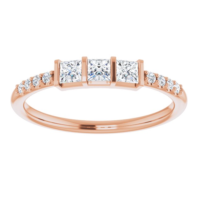 0.38 ct. Princess & Round Cut Diamond Delicate Wedding Band-VIRABYANI