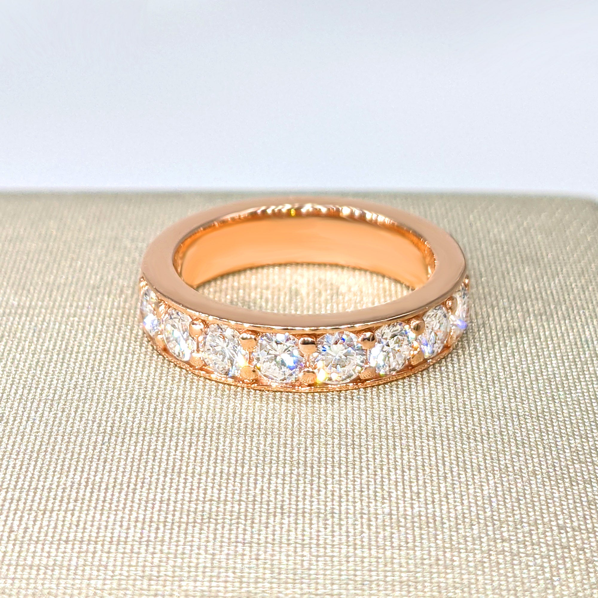 0.80 ct. Round Diamond Pave - Channel Wedding Band-VIRABYANI