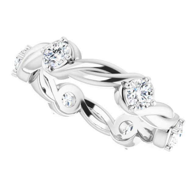 1.02 ct. Round Diamond Eternity Band Rope Design Ring-VIRABYANI