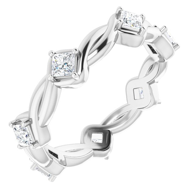 0.70 ct. Princess Diamond Eternity Band Rope Design Ring-VIRABYANI