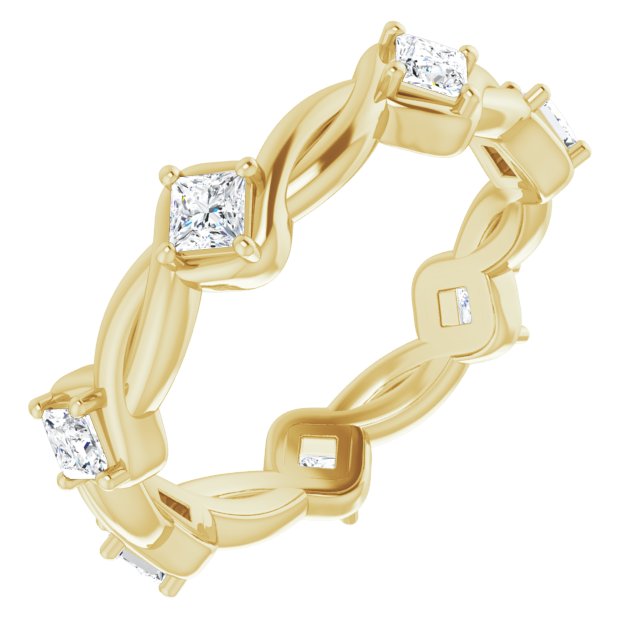 0.70 ct. Princess Diamond Eternity Band Rope Design Ring-VIRABYANI