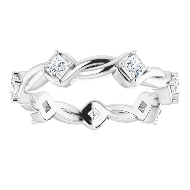 0.70 ct. Princess Diamond Eternity Band Rope Design Ring-VIRABYANI