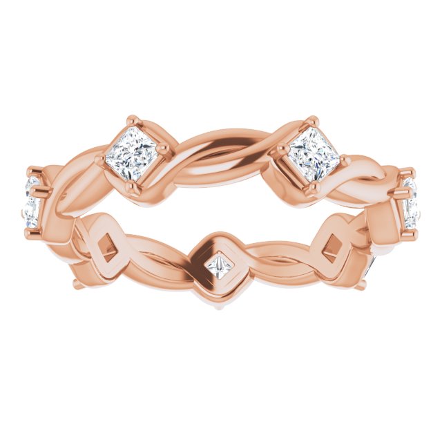 0.70 ct. Prong Set Princess Diamond Rope Design Eternity Band-in 14K/18K White, Yellow, Rose Gold and Platinum - Christmas Jewelry Gift -VIRABYANI