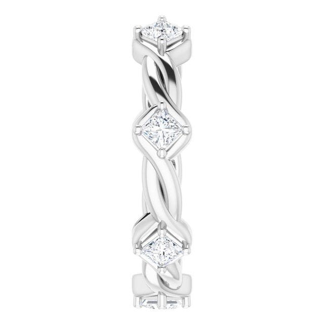 0.70 ct. Princess Diamond Eternity Band Rope Design Ring-VIRABYANI