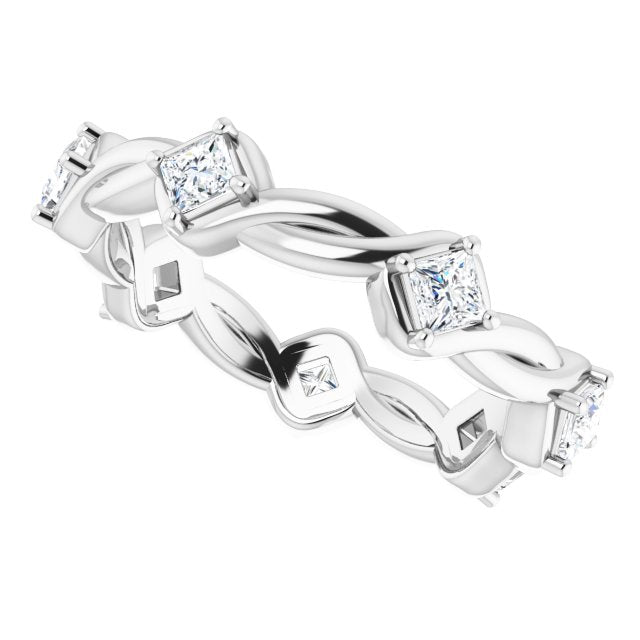 0.70 ct. Princess Diamond Eternity Band Rope Design Ring-VIRABYANI