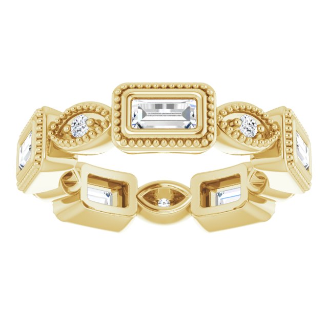 0.77 ct. Straight Baguette & Round Diamond Eternity Band-in 14K/18K White, Yellow, Rose Gold and Platinum - Christmas Jewelry Gift -VIRABYANI