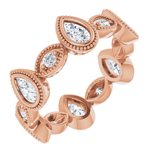 1.46 ct. Pear and Round Diamond Eternity Band Milgrain Accent Wedding Ring-VIRABYANI