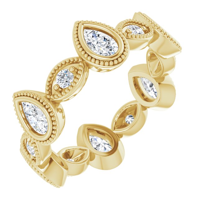 1.46 ct. Pear and Round Diamond Eternity Band Milgrain Accent Wedding Ring-VIRABYANI