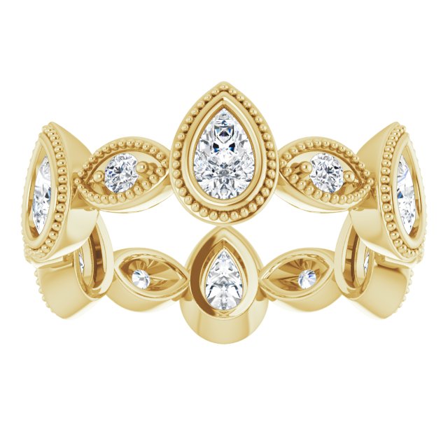 1.46 ct. Pear and Round Diamond Eternity Band Milgrain Accent Wedding Ring-VIRABYANI