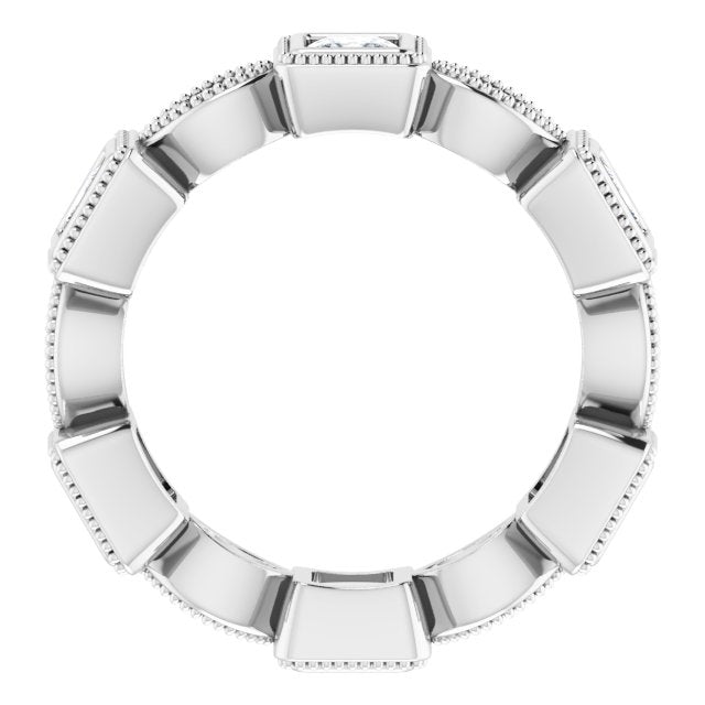 2.00 ct. Princess & Round Diamond Eternity Band Milgrain Accent Ring-VIRABYANI