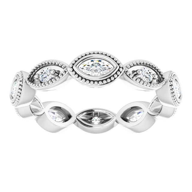 Vintage Inspired 0.75 ct. Marquise & Round Diamond Eternity Band-VIRABYANI