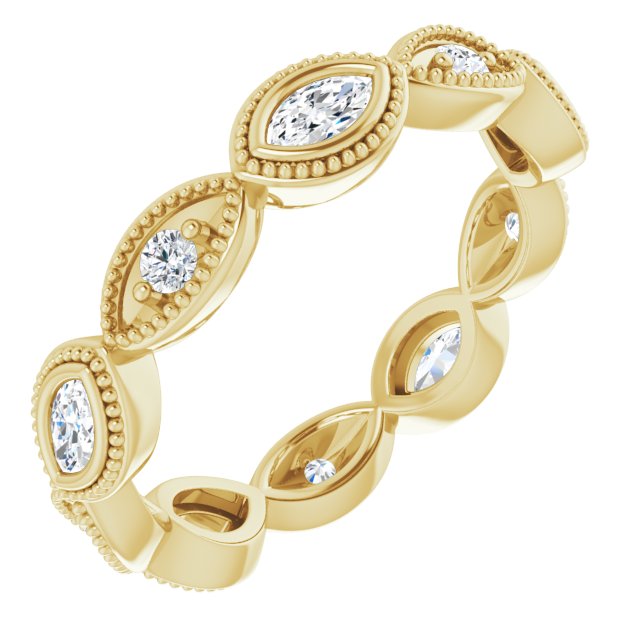 Vintage Inspired 0.75 ct. Marquise & Round Diamond Eternity Band-VIRABYANI