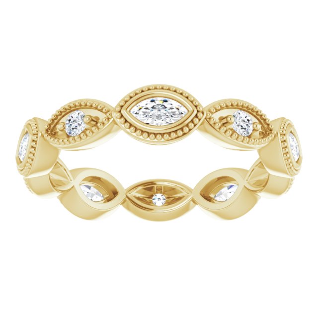 Vintage Style 0.75 ct. Marquise & Round Diamond Eternity Band-in 14K/18K White, Yellow, Rose Gold and Platinum - Christmas Jewelry Gift -VIRABYANI