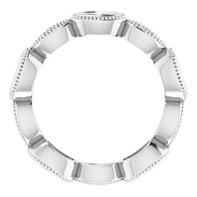 Vintage Style 1.17 ct. Oval & Round Diamond Eternity Band Milgrain Accent Wedding Ring-VIRABYANI