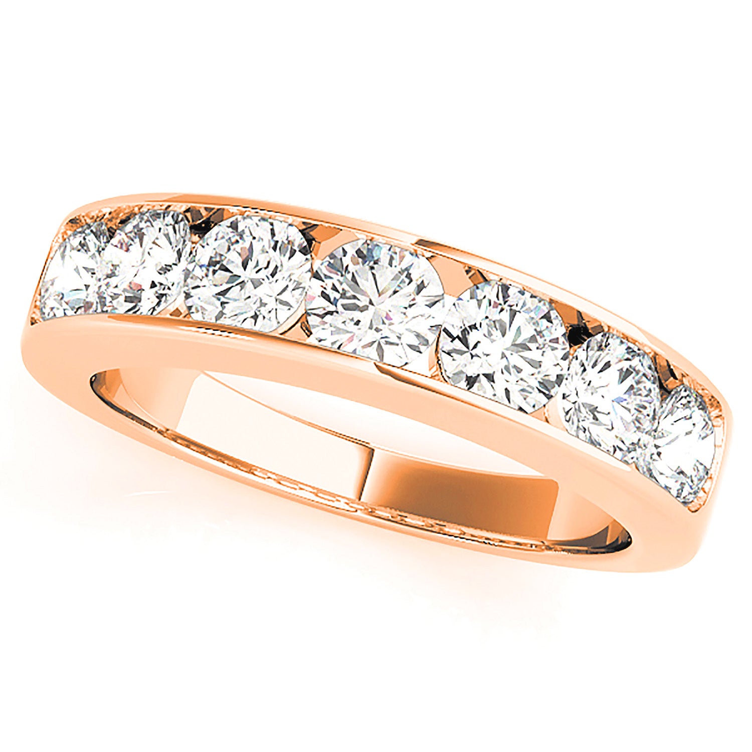 1.00 ctw. Channel Set Round Diamond Wedding Band-VIRABYANI