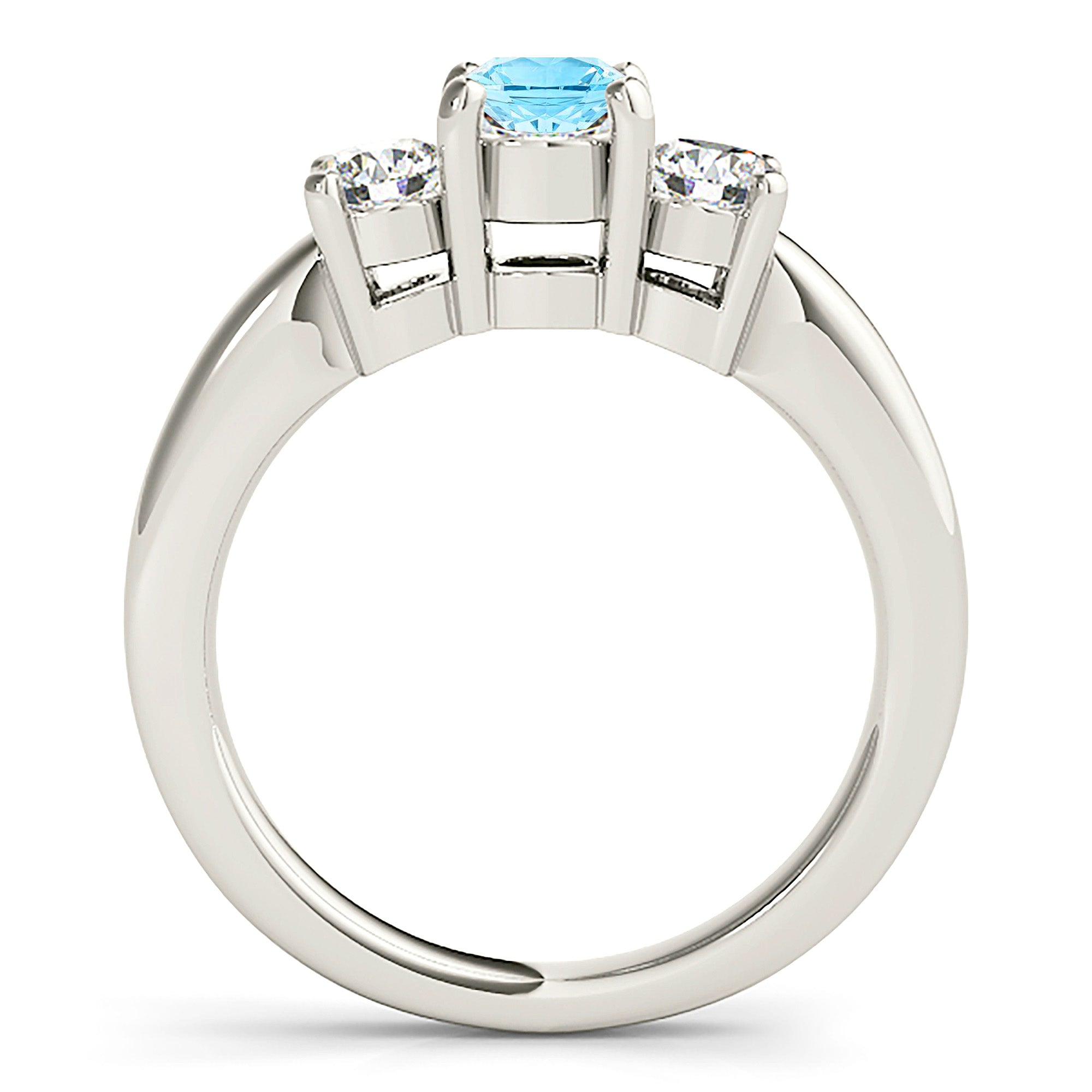 1.00 ct. Genuine Aquamarine Three Stone Engagement Ring With 0.50 ctw. Diamonds-VIRABYANI