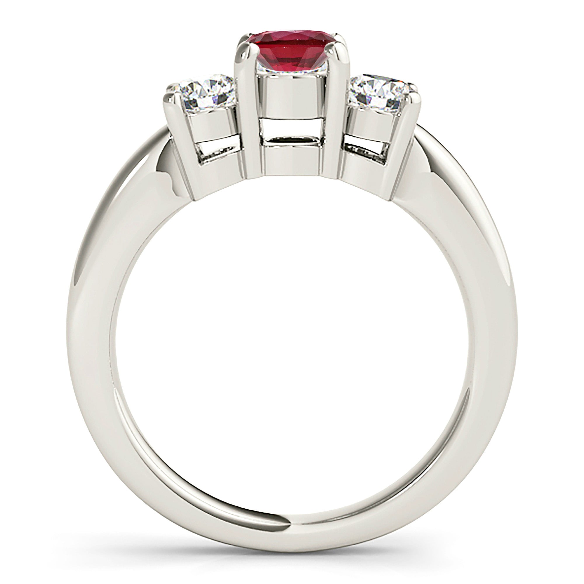 1.16 ct. Genuine Ruby Ring With 0.50 ctw. Side Diamonds, Three Stone Engagement Ring-VIRABYANI