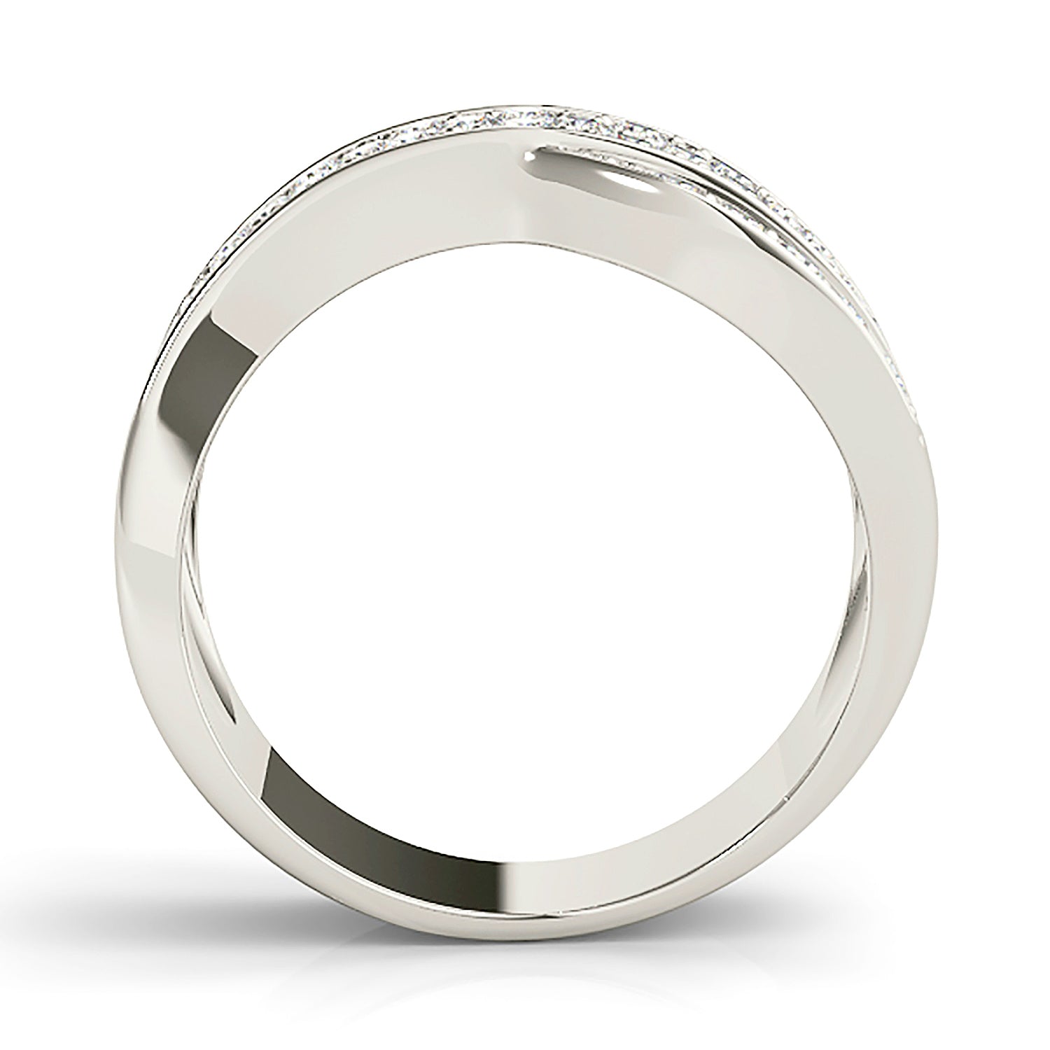 Diamond Statement Ring - 14K/18K Solid White Gold or Platinum | Pave Set Diamond Ring | Slightly Crossed Diamond Ring-in 14K/18K White, Yellow, Rose Gold and Platinum - Christmas Jewelry Gift -VIRABYANI