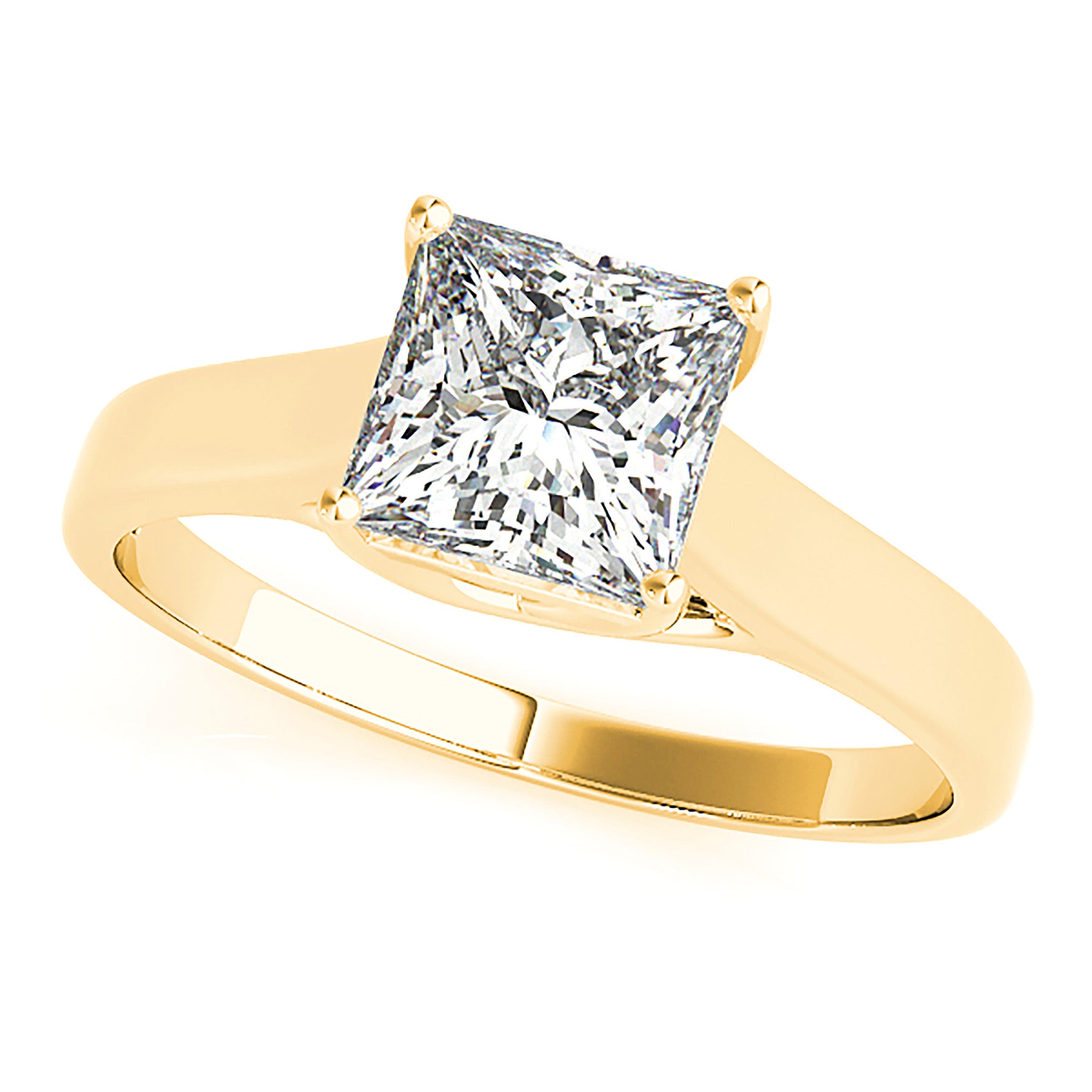 Lucida Style Diamond Solitaire Engagement Ring-in 14K/18K White, Yellow, Rose Gold and Platinum - Christmas Jewelry Gift -VIRABYANI