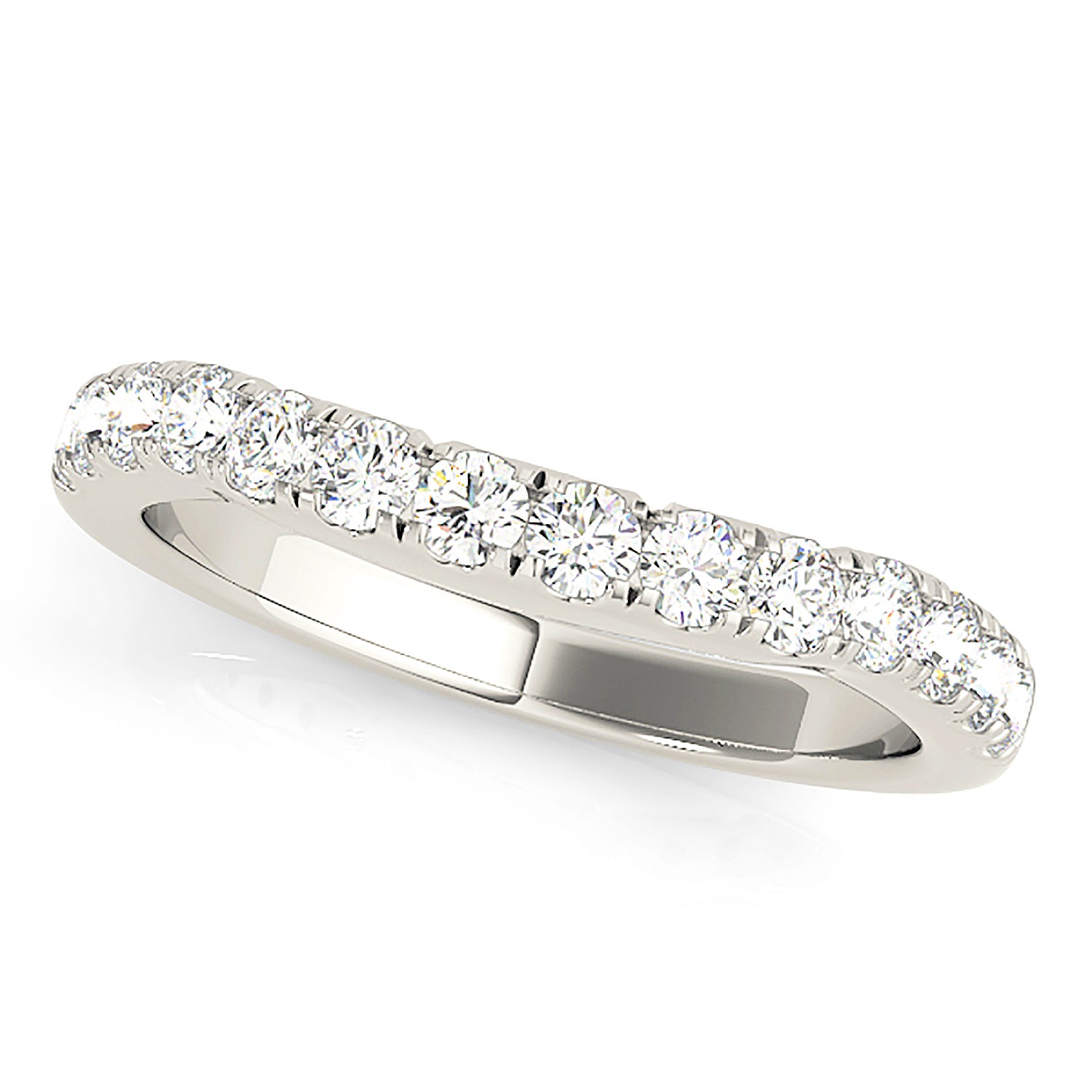 Diamond Wedding Band - 14K/18k Solid White Gold / Platinum | Curved band | Diamond Wedding Anniversary Ring | Modern Design-in 14K/18K White, Yellow, Rose Gold and Platinum - Christmas Jewelry Gift -VIRABYANI