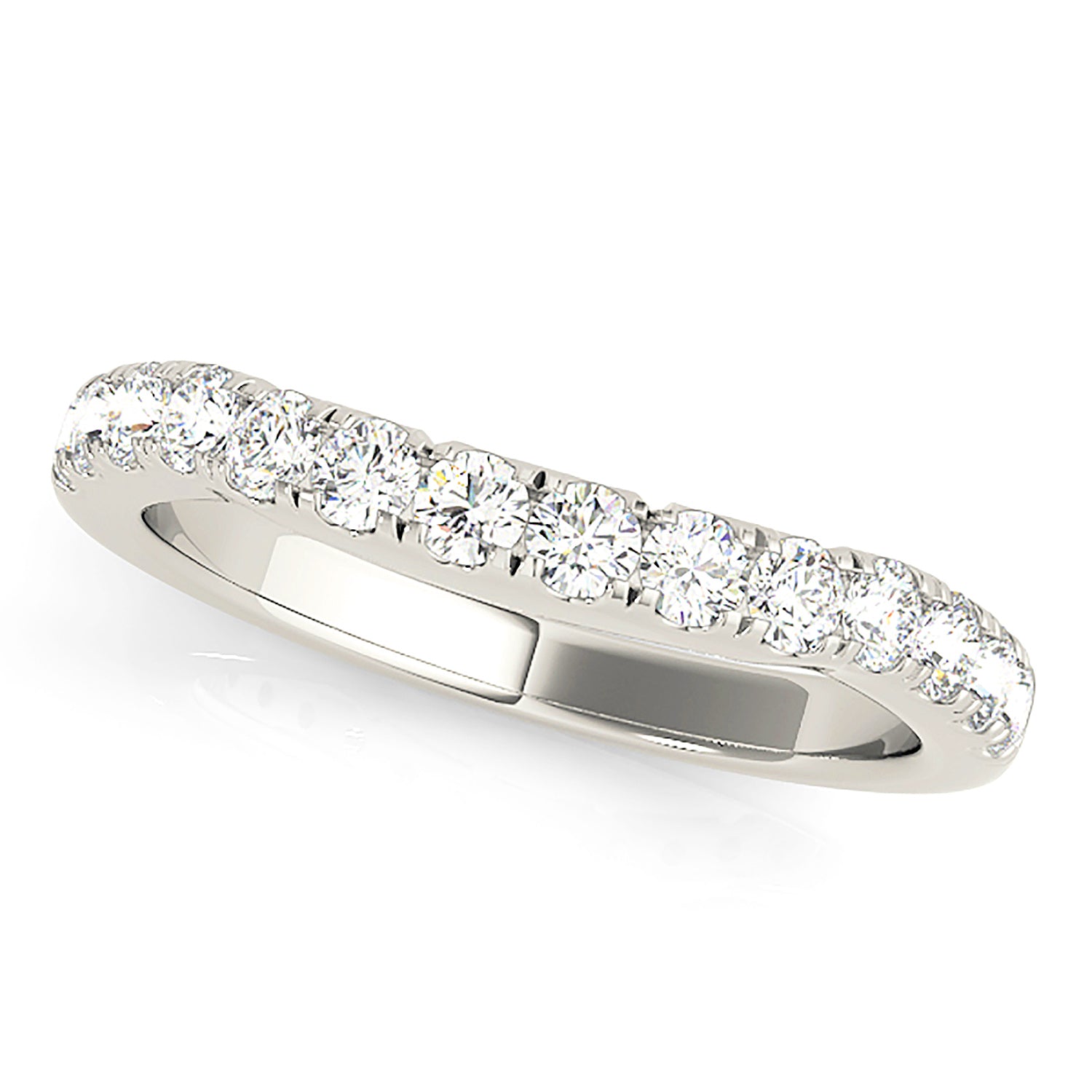 French Pave Set Diamond Curved Band-VIRABYANI