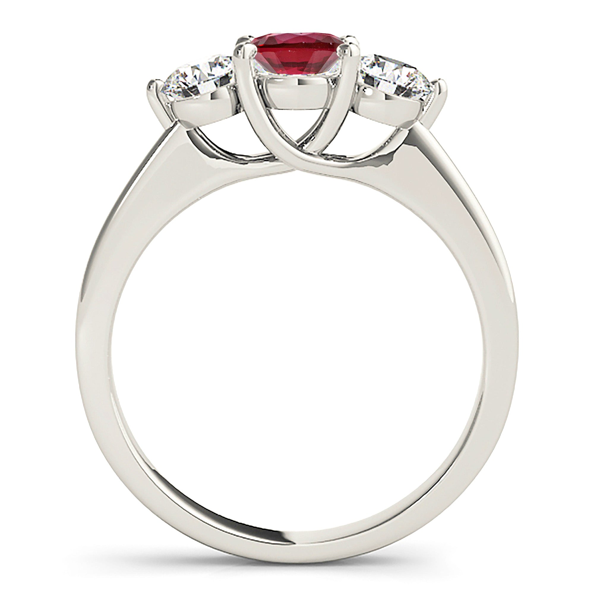 1.35 ct. Genuine Ruby Ring With 1.00 ctw. Side Round Diamonds And Solid Gold Band-VIRABYANI