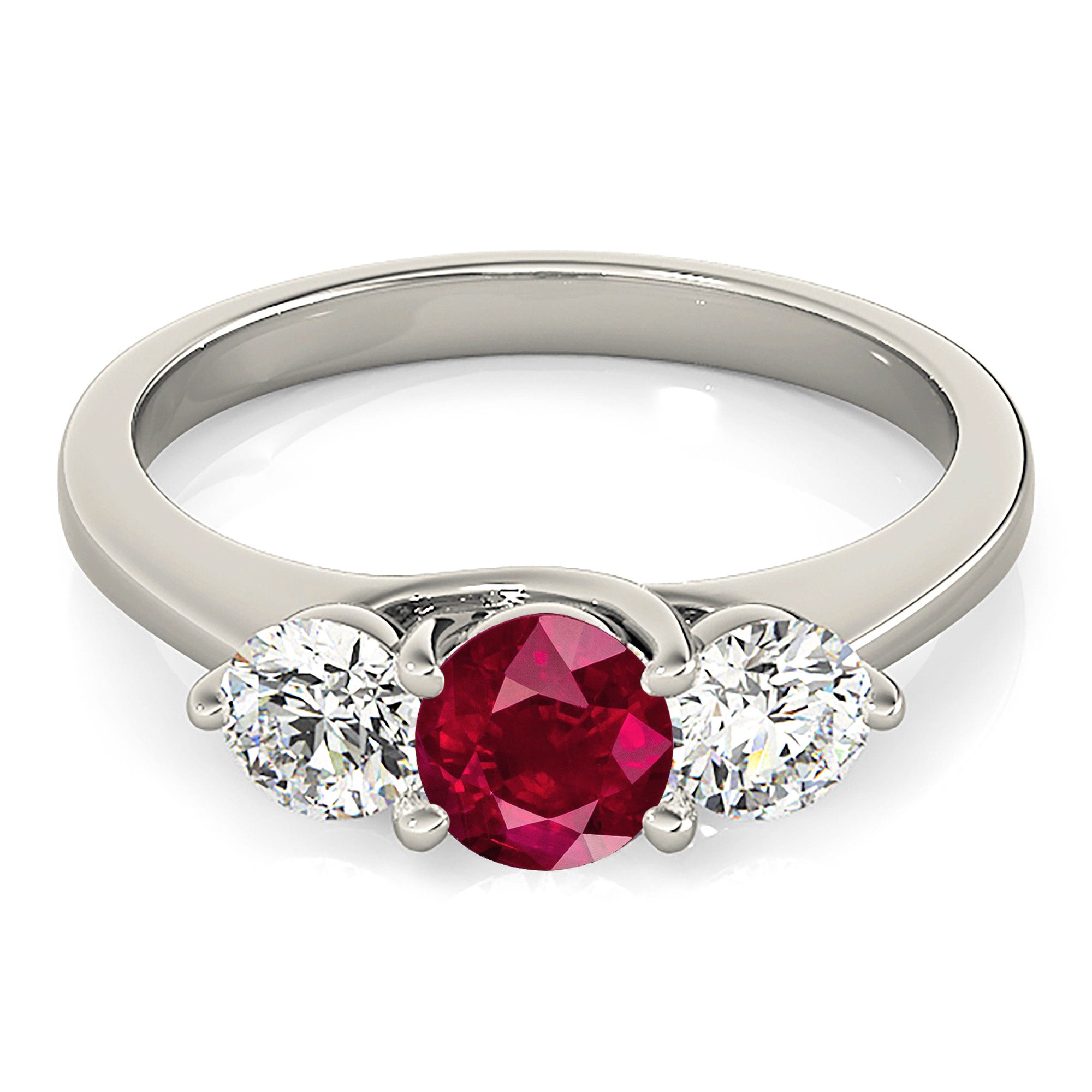 1.35 ct. Genuine Ruby Ring With 1.00 ctw. Side Round Diamonds And Solid Gold Band-VIRABYANI