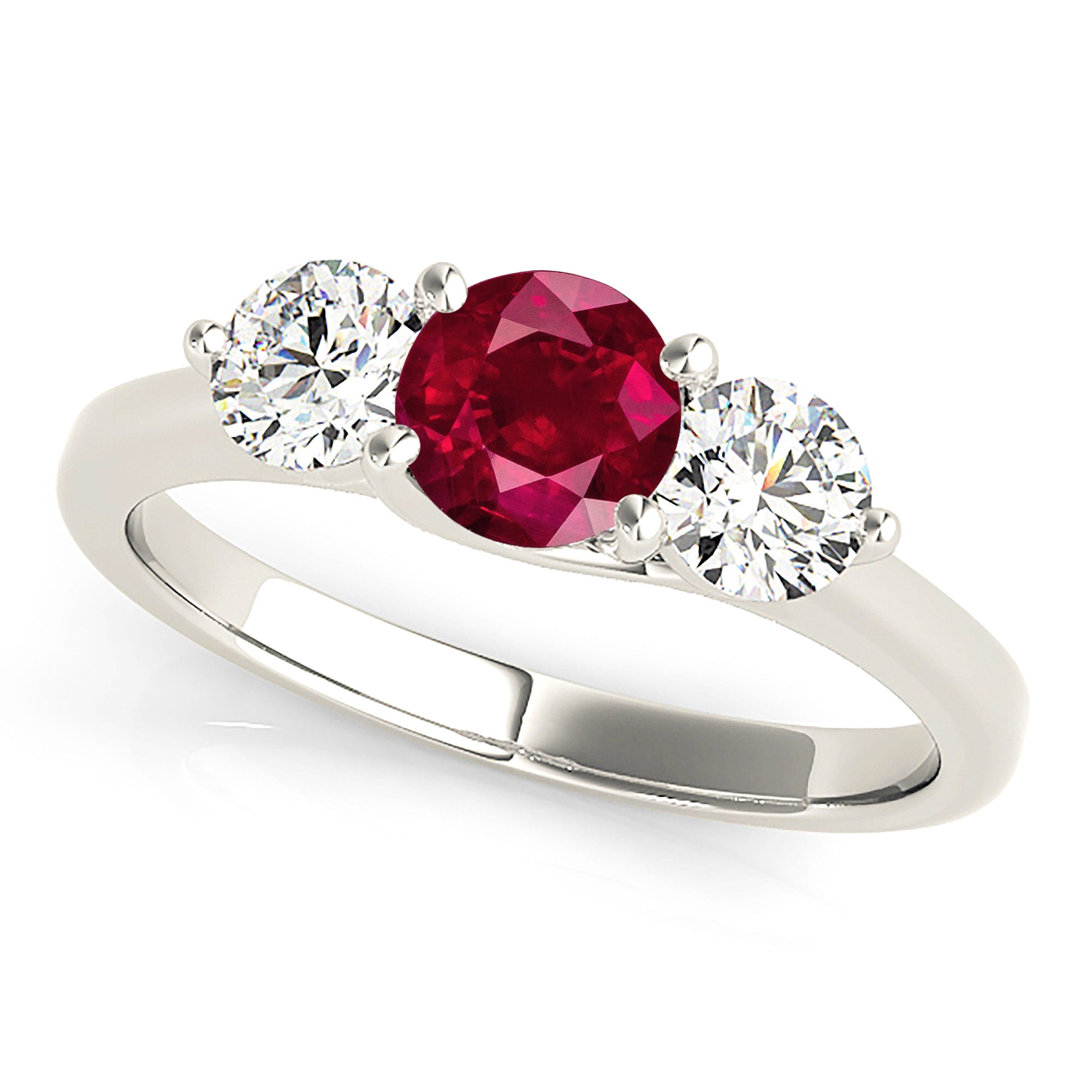 1.35 ct. Genuine Ruby Ring With 1.00 ctw. Side Round Diamonds And Solid Gold Band-VIRABYANI