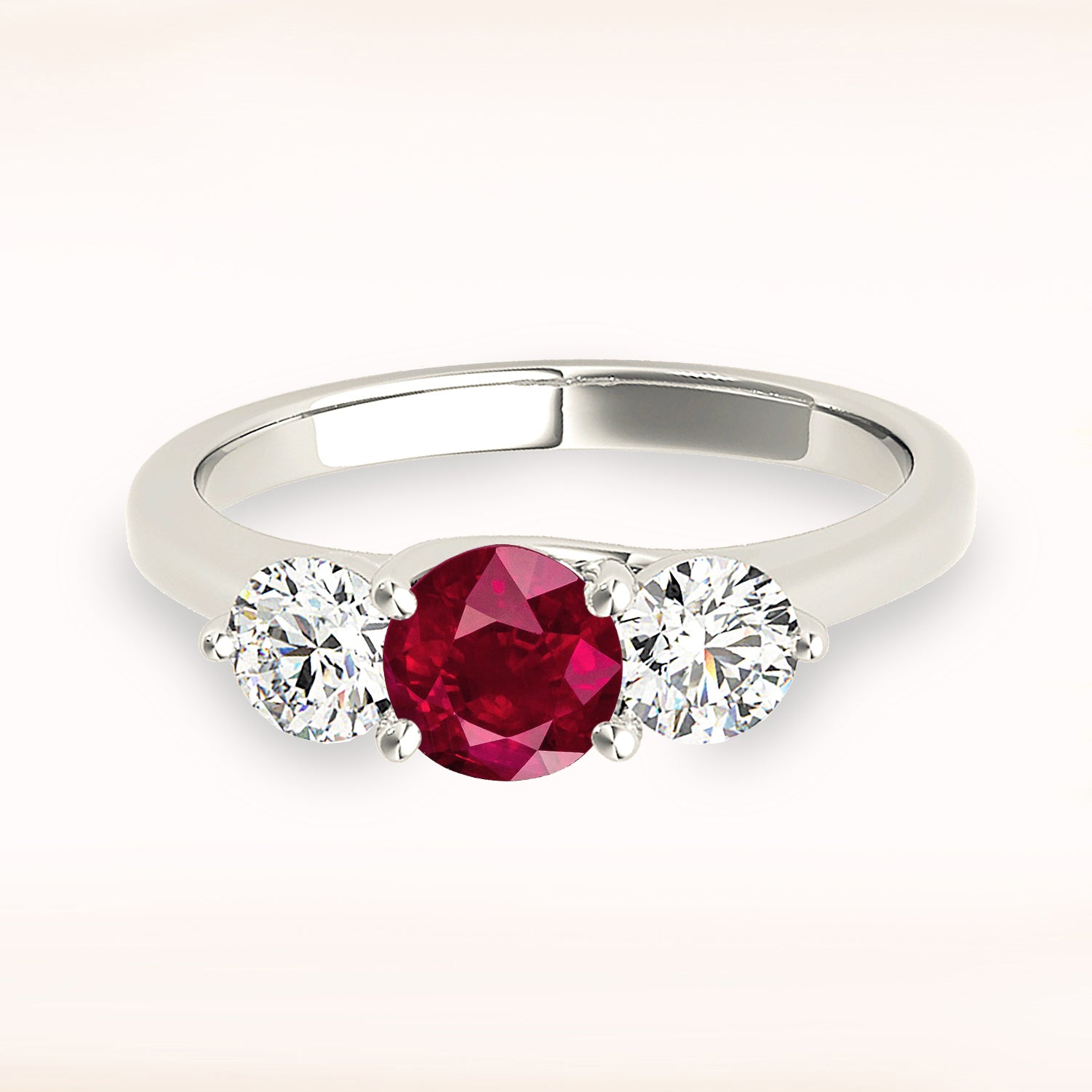 1.35 ct. Genuine Ruby Ring With 1.00 ctw. Side Round Diamonds And Solid Gold Band-VIRABYANI