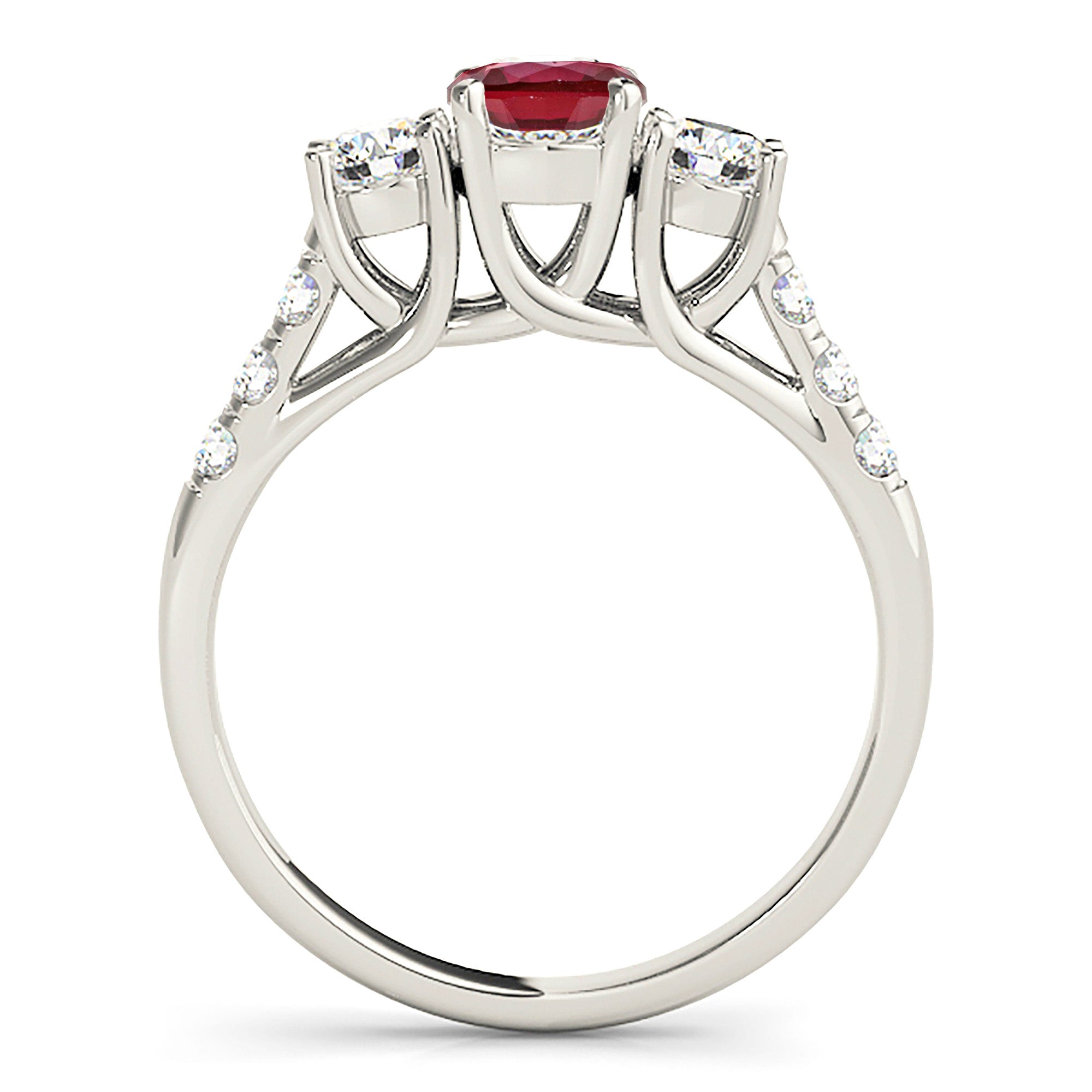 1.35 ct. Genuine Ruby Ring With 0.55 ctw. Side Accent Two Diamonds And Solitaire band-VIRABYANI