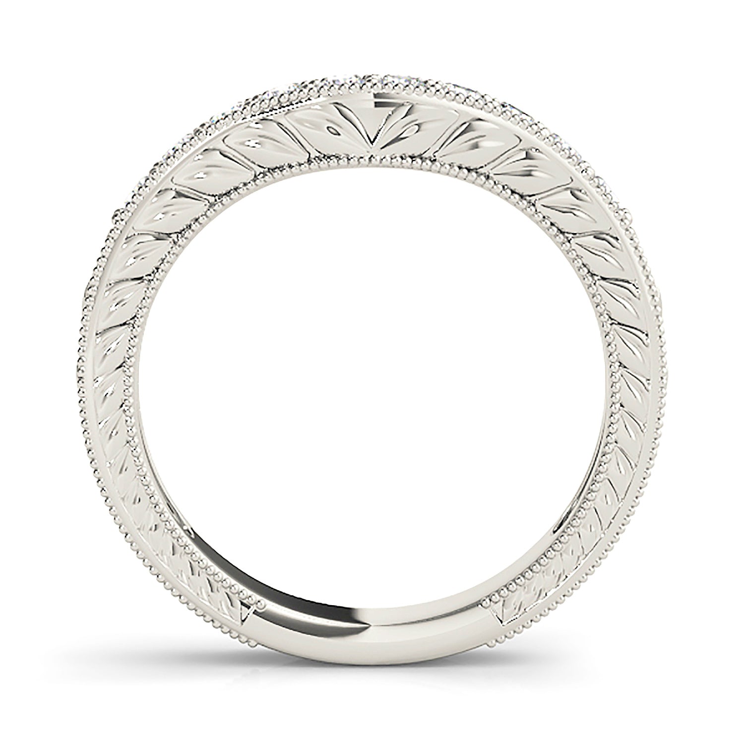 Vintage Inspired Diamond Curved Wedding Band-VIRABYANI