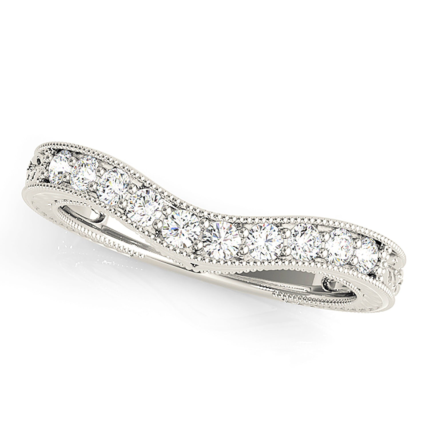 Vintage Inspired Diamond Curved Wedding Band-VIRABYANI
