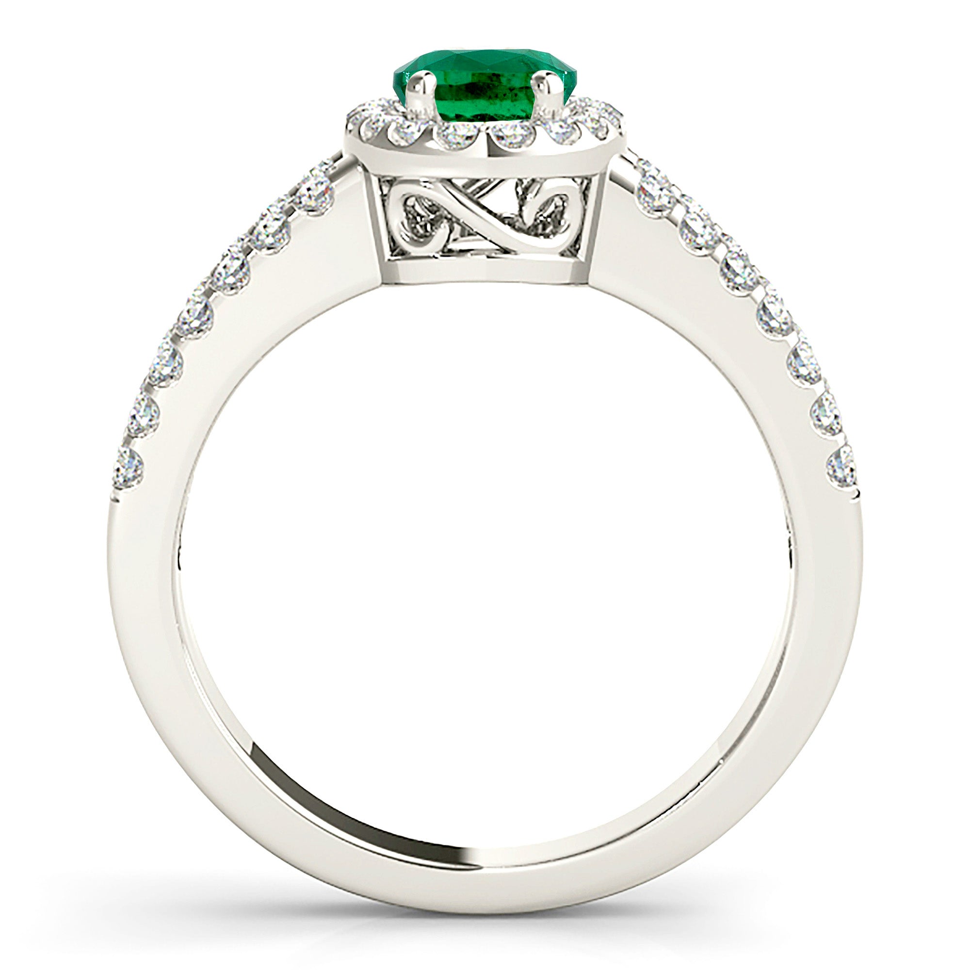 2.00 ct. Genuine Oval Emerald Ring With 0.50 ctw. Diamond Halo and Diamond Split Shank-VIRABYANI