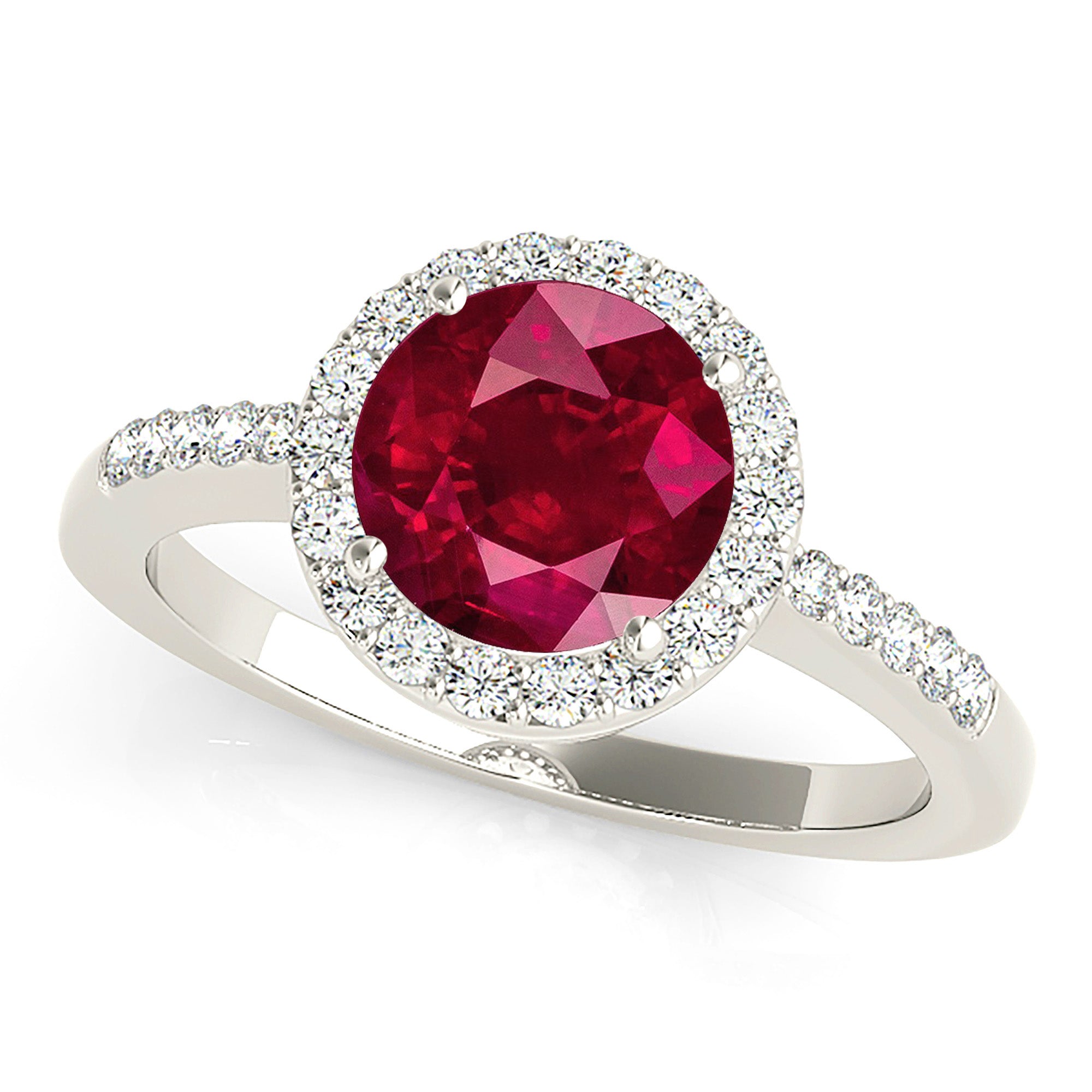 2.35 ct. Genuine Ruby Ring With 0.20 ctw. Diamond Halo And Delicate Diamond Band, Hand Carved Basket-VIRABYANI