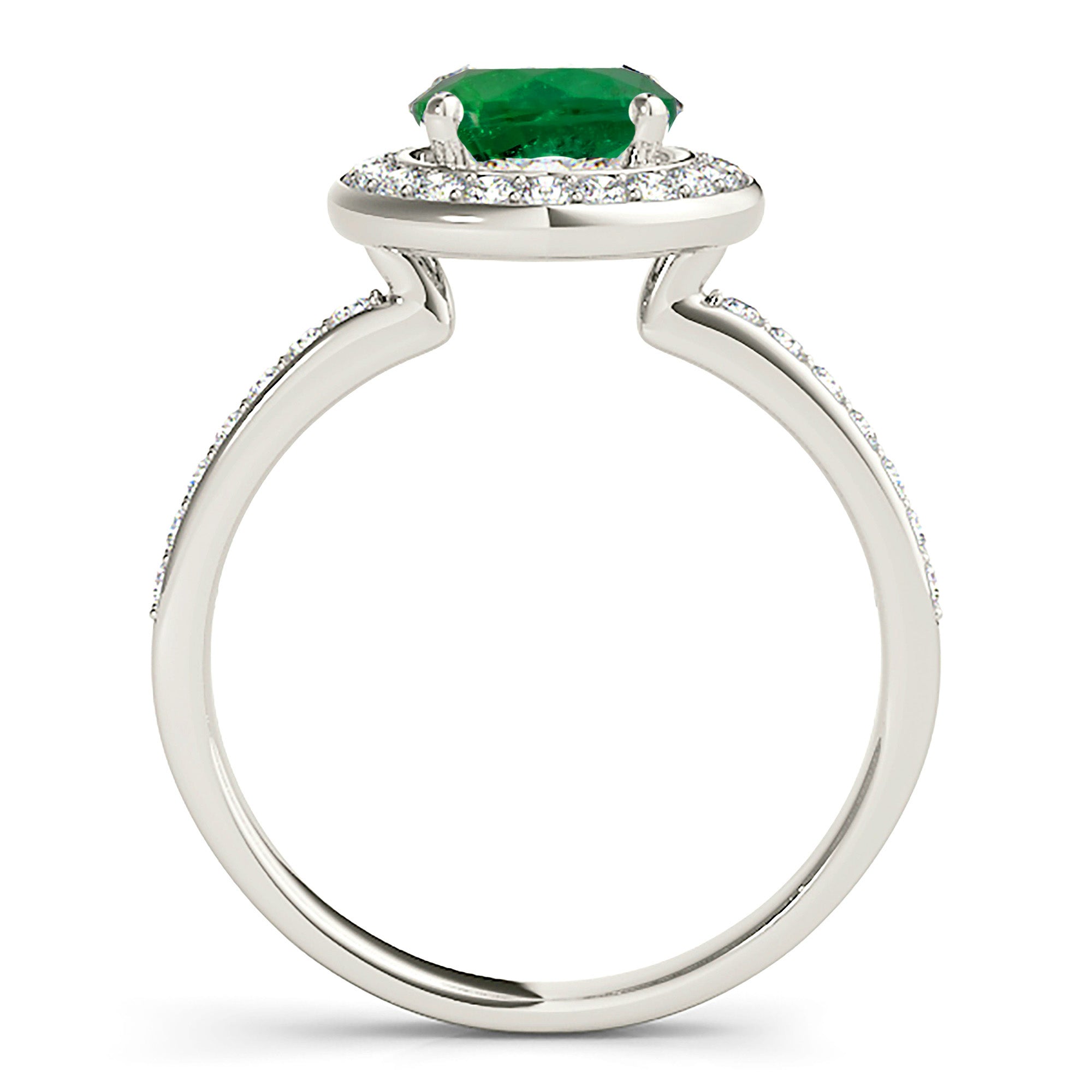 1.68 ct. Genuine Emerald Ring With 0.50 ctw. Channel Set Diamond Halo, Invisible Gallery-VIRABYANI