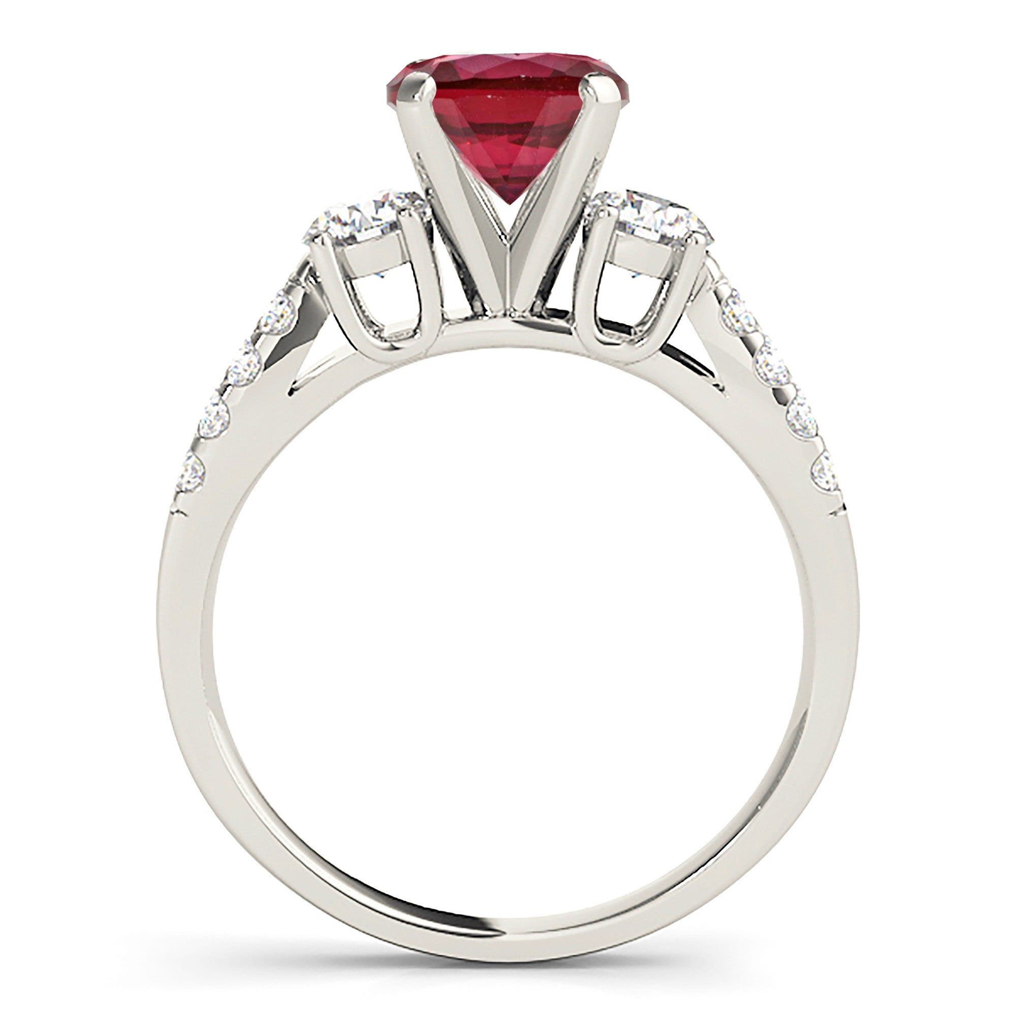 2.35 ct. Genuine Ruby Ring With 0.50 ctw. Side Diamonds And Split Diamond Band-VIRABYANI