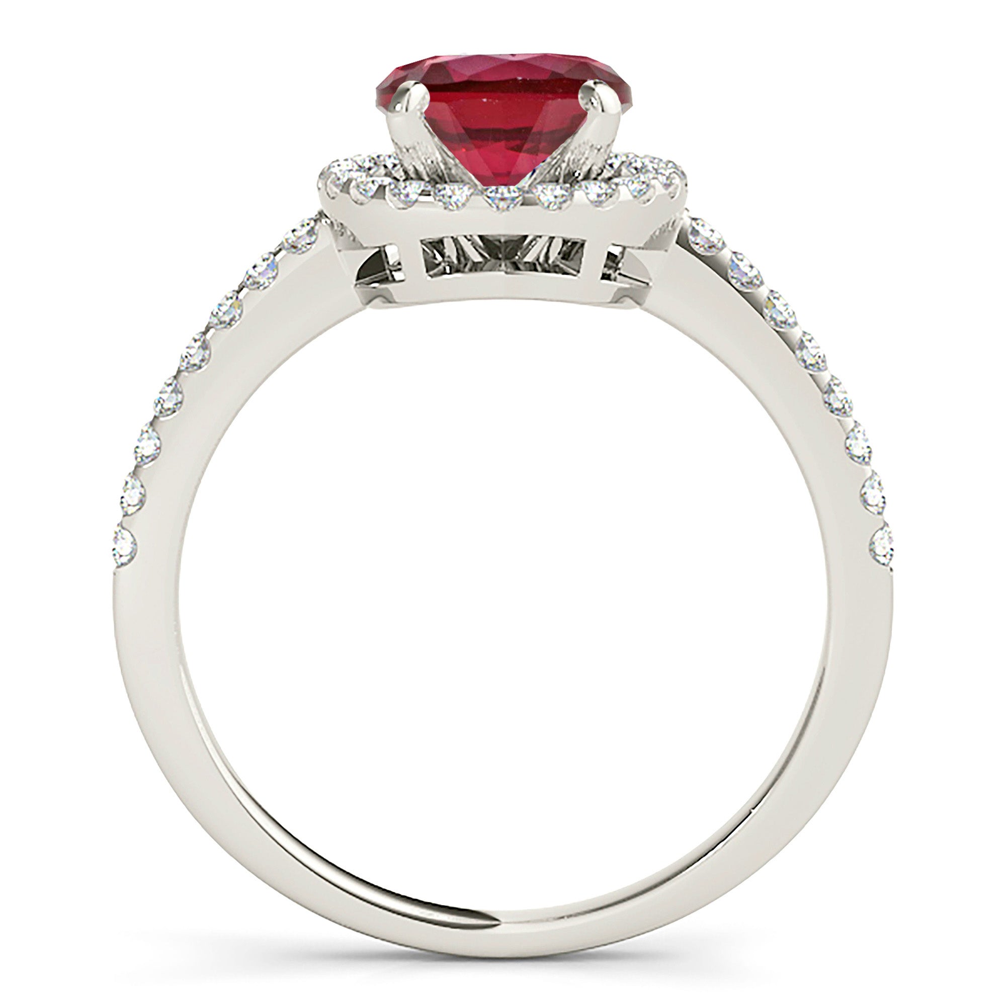 2.35 ct. Genuine Ruby Ring With 0.35 ctw. Diamond Delicate Halo And Thin Band, Elegant Halo Ring-VIRABYANI