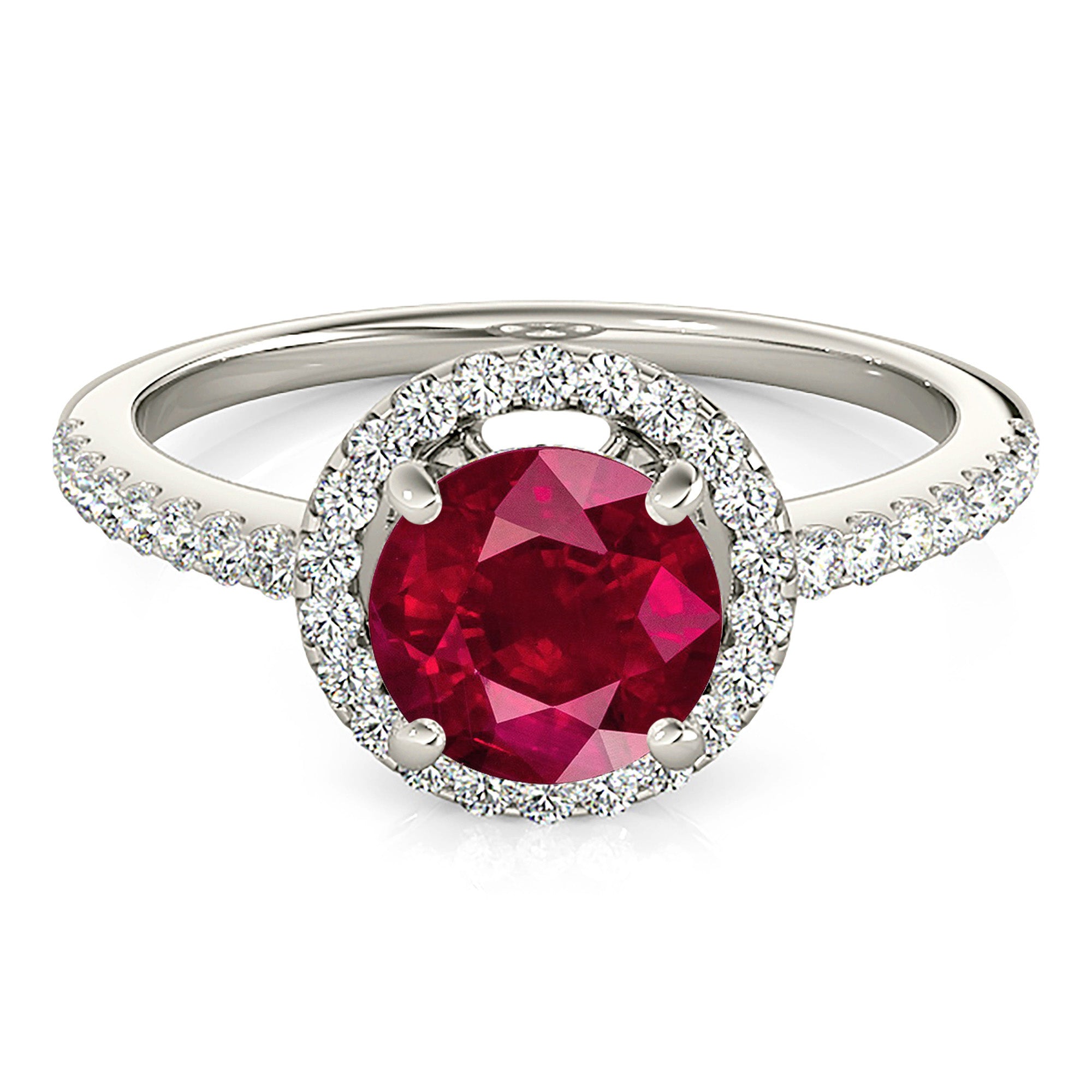 2.35 ct. Genuine Ruby Ring With 0.35 ctw. Diamond Delicate Halo And Thin Band, Elegant Halo Ring-in 14K/18K White, Yellow, Rose Gold and Platinum - Christmas Jewelry Gift -VIRABYANI