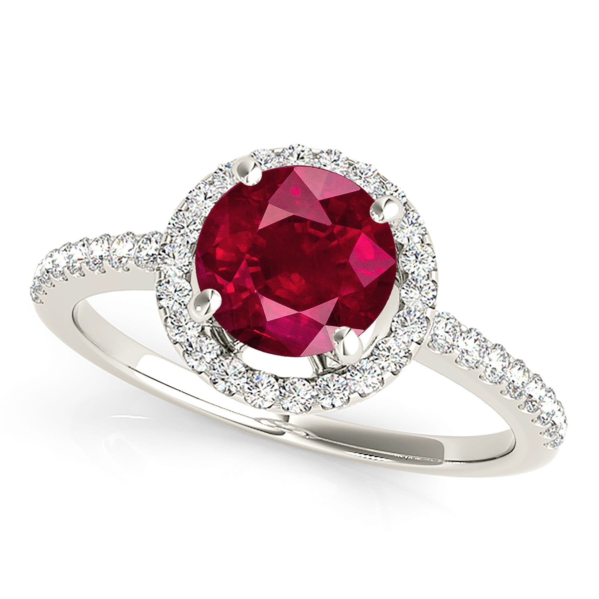 2.35 ct. Genuine Ruby Ring With 0.35 ctw. Diamond Delicate Halo And Thin Band, Elegant Halo Ring-in 14K/18K White, Yellow, Rose Gold and Platinum - Christmas Jewelry Gift -VIRABYANI