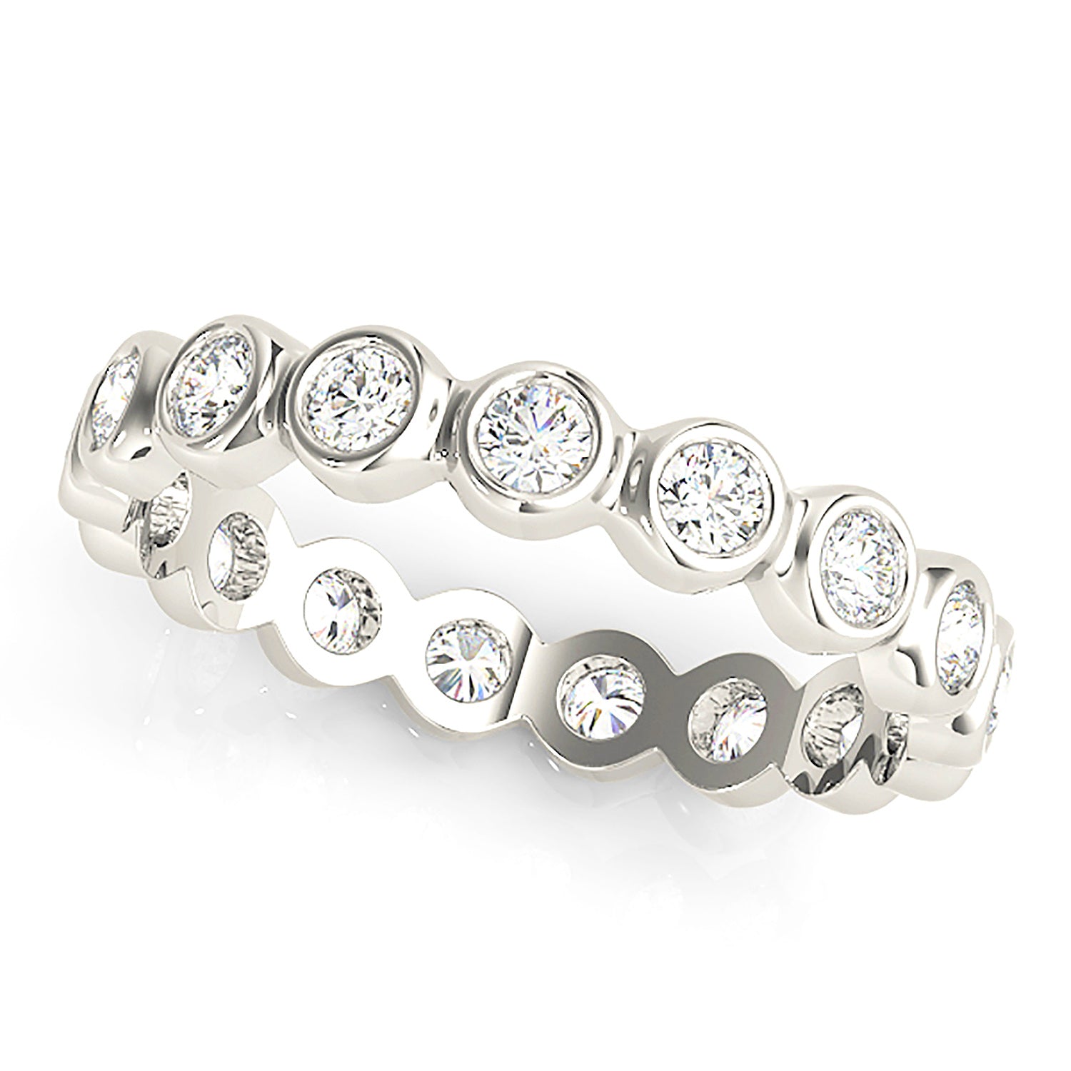 0.70 ct Round Diamond Eternity Band Bezel Set Ring-VIRABYANI