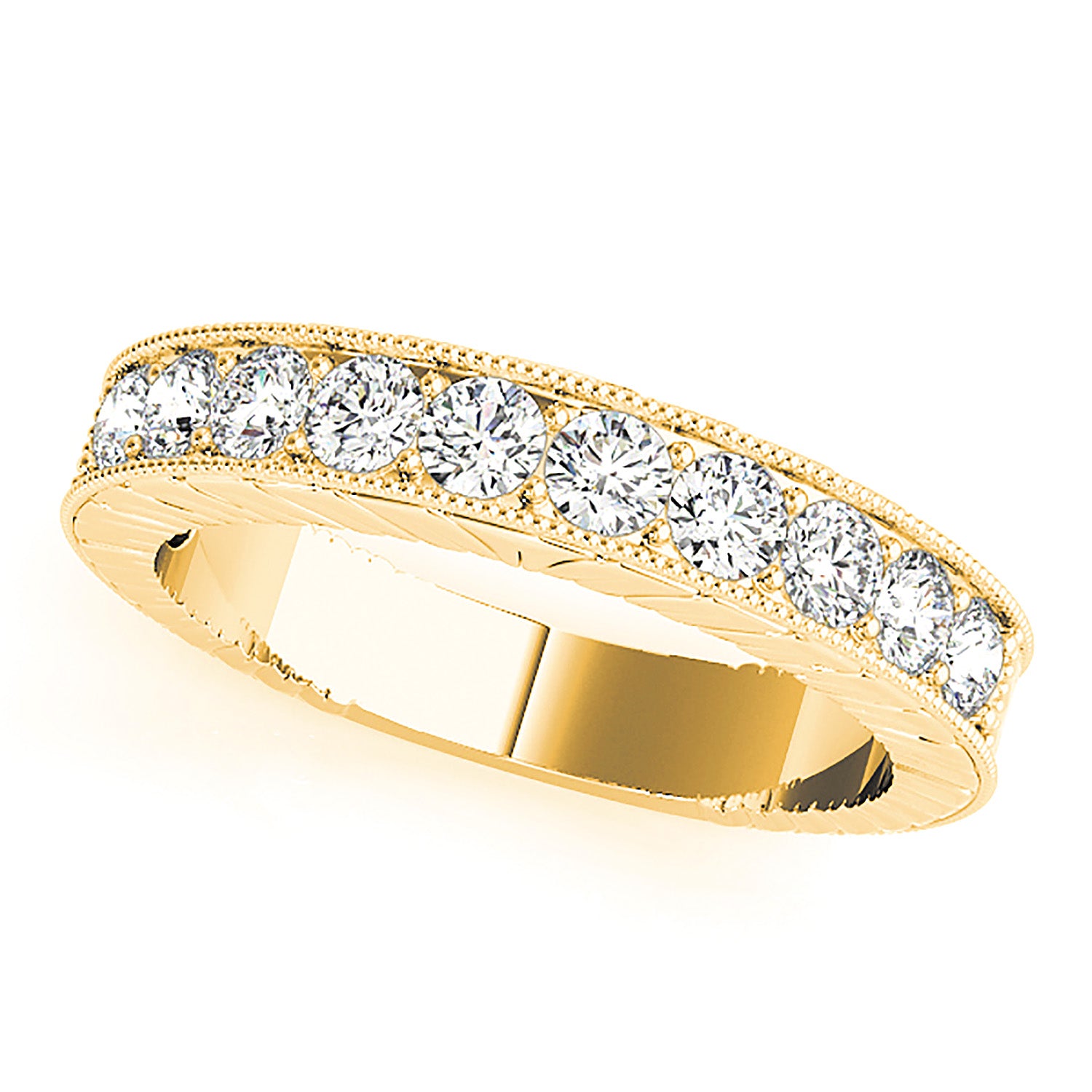 1.70 ctw. Round Diamond Wedding Band Milgrain Accent Anniversary Ring-VIRABYANI