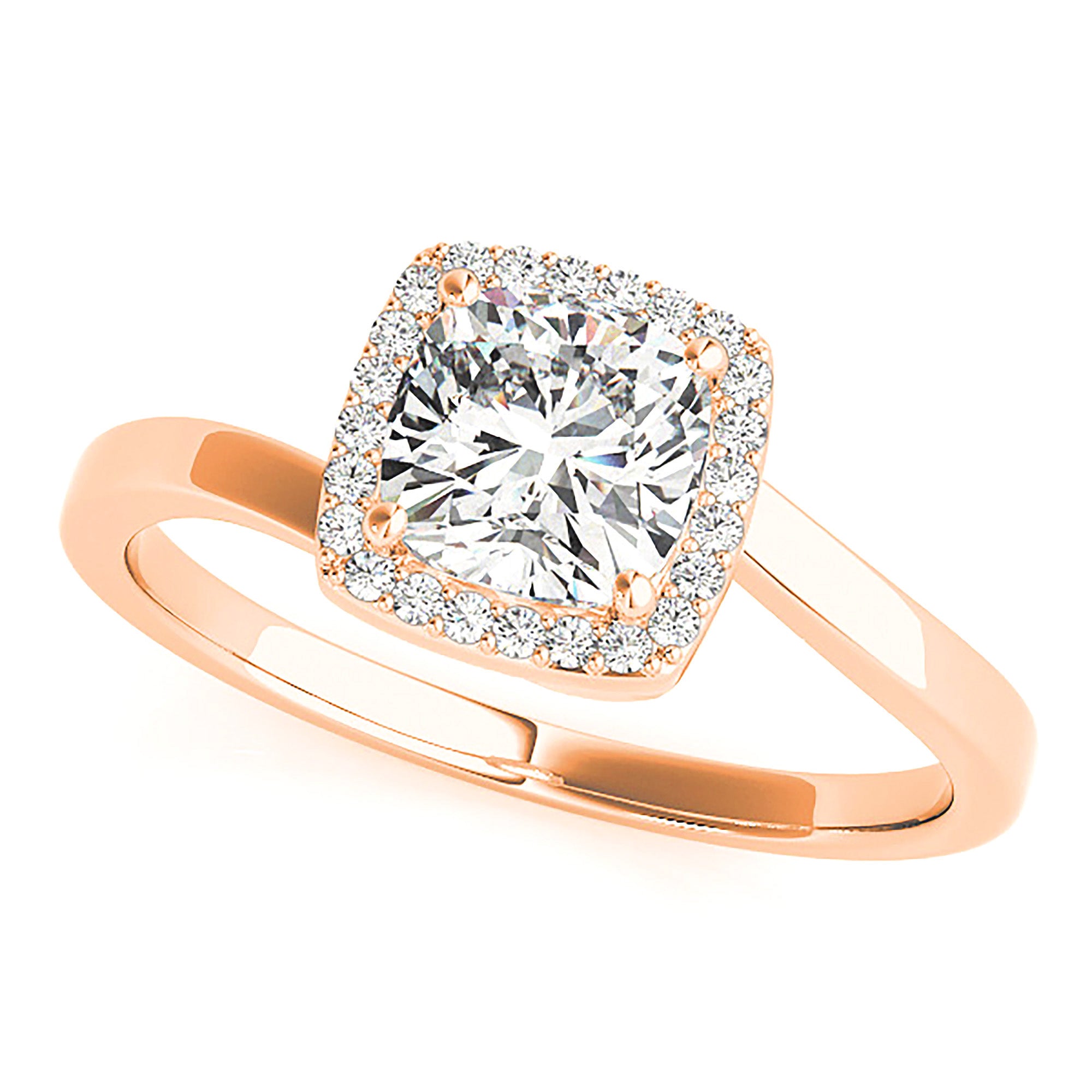 Halo Cushion Cut Diamond Engagement Ring-in 14K/18K White, Yellow, Rose Gold and Platinum - Christmas Jewelry Gift -VIRABYANI