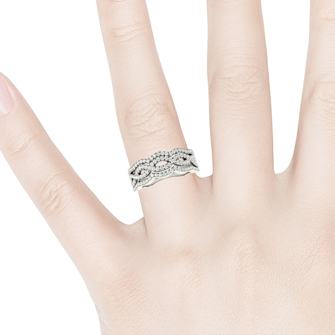 0.65 ctw. Round Diamond Infinity Design Wide Anniversary Ring-VIRABYANI