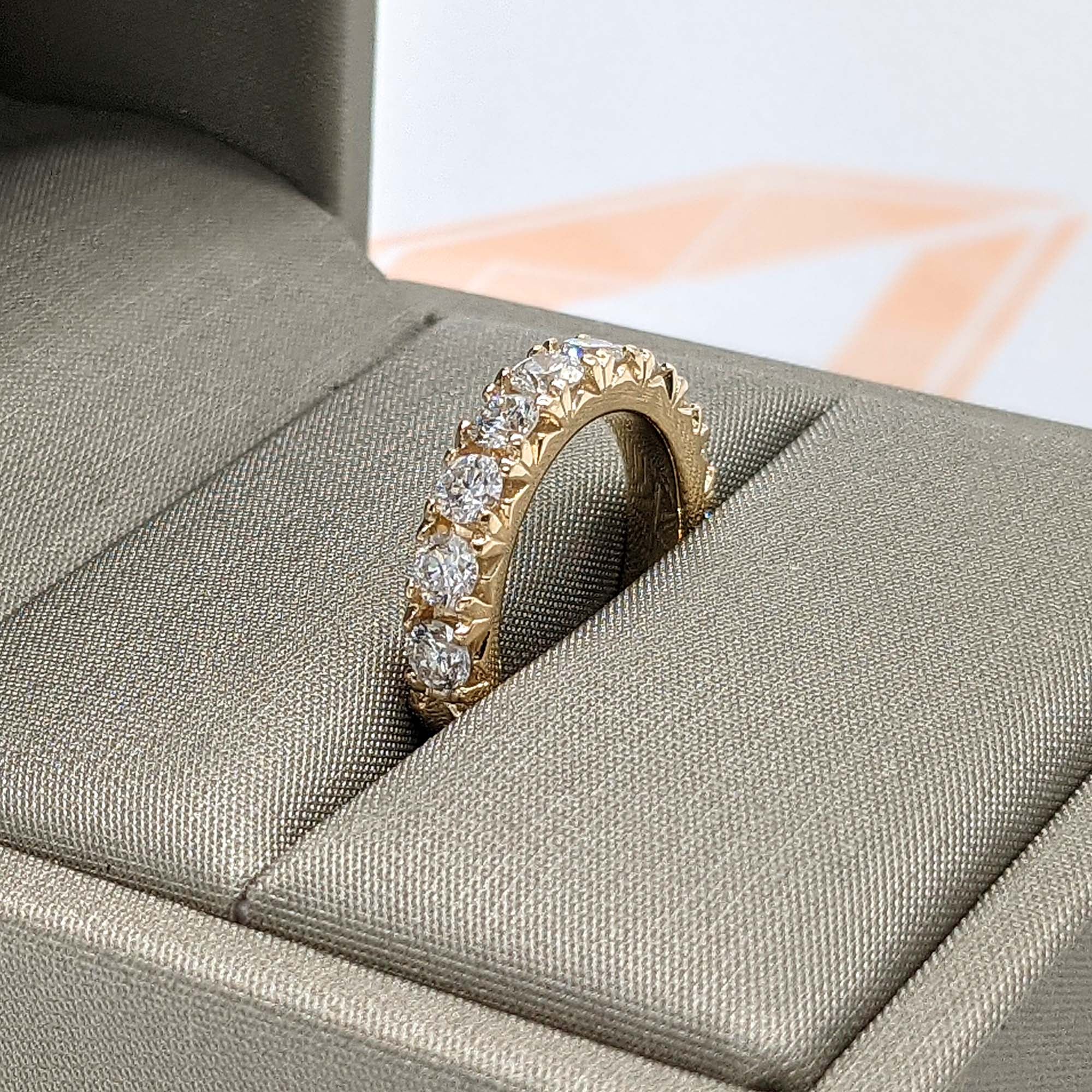 1.40 ct. French Pave Diamond Wedding Band 11 Stone Ring-VIRABYANI