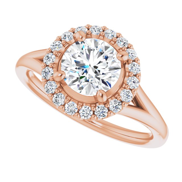 0.27 ctw Side Diamond Round Cut Halo Engagement Ring-in 14K/18K White, Yellow, Rose Gold and Platinum - Christmas Jewelry Gift -VIRABYANI