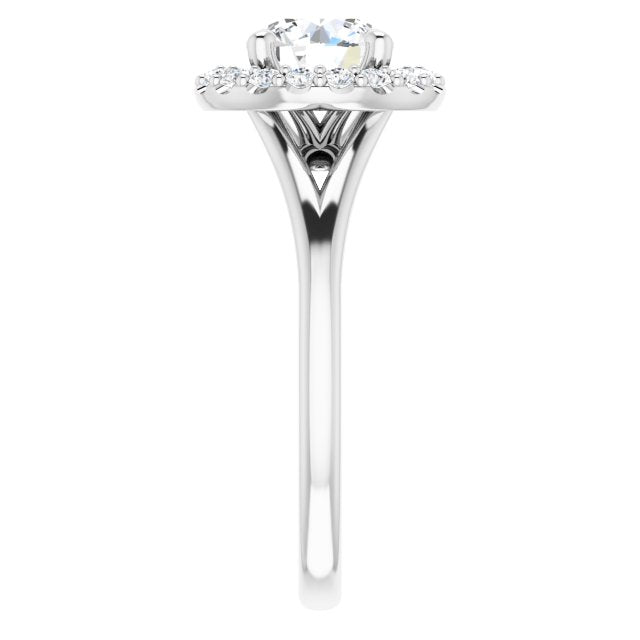 0.27 ctw Side Diamond Round Cut Halo Engagement Ring-in 14K/18K White, Yellow, Rose Gold and Platinum - Christmas Jewelry Gift -VIRABYANI